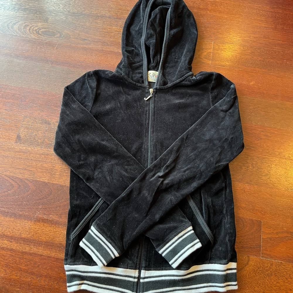 Juicy Couture Black Velour Zip-Up Hoodie